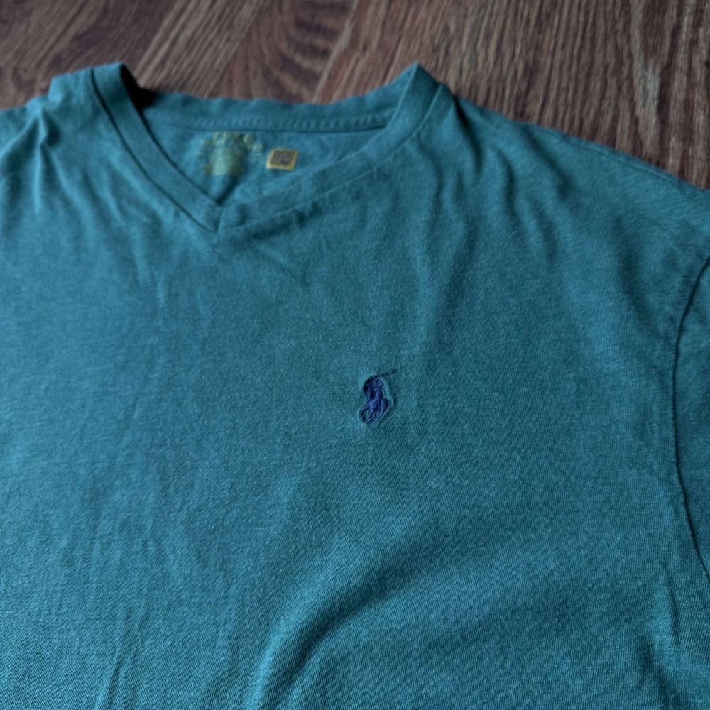 Polo Ralph Lauren Men's Mint Blue Large Cotton V-Neck T-Shirt